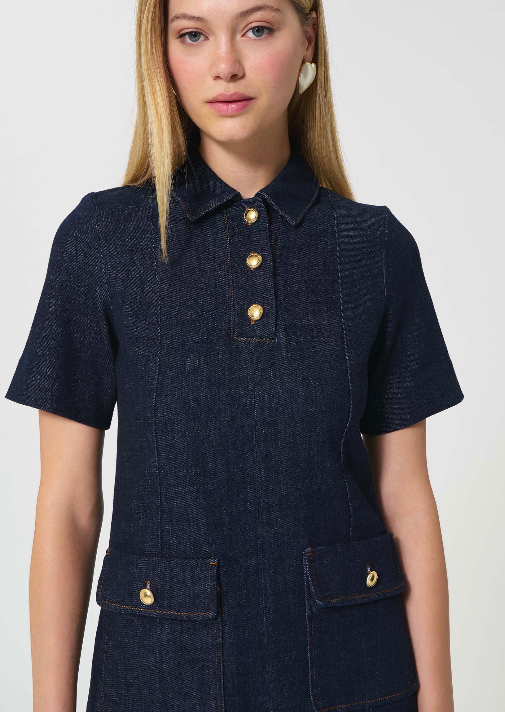 dress in raw denim