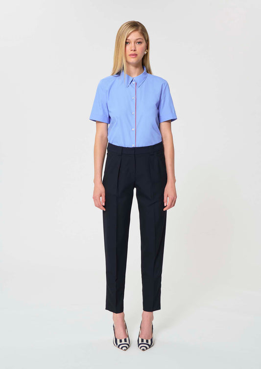 trousers in midnight blue powder-grain canvas