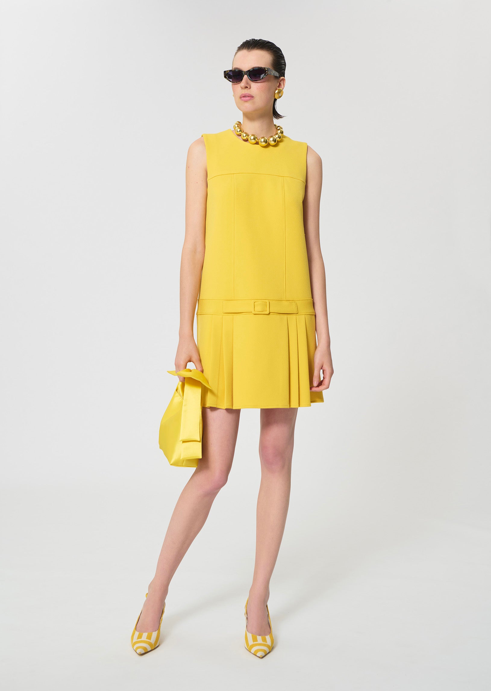 dress in yellow foamy crepe
