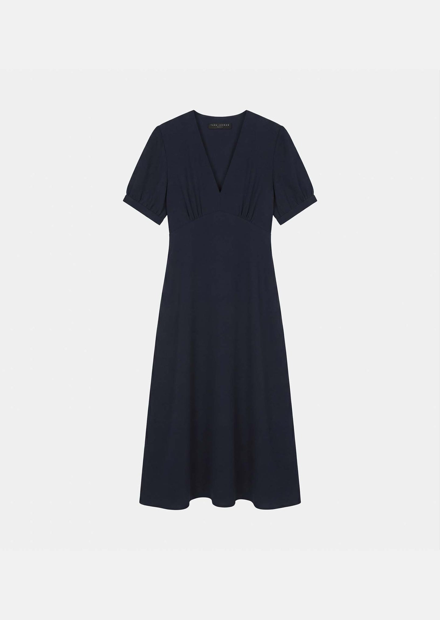 dress in midnight blue fluid crepe