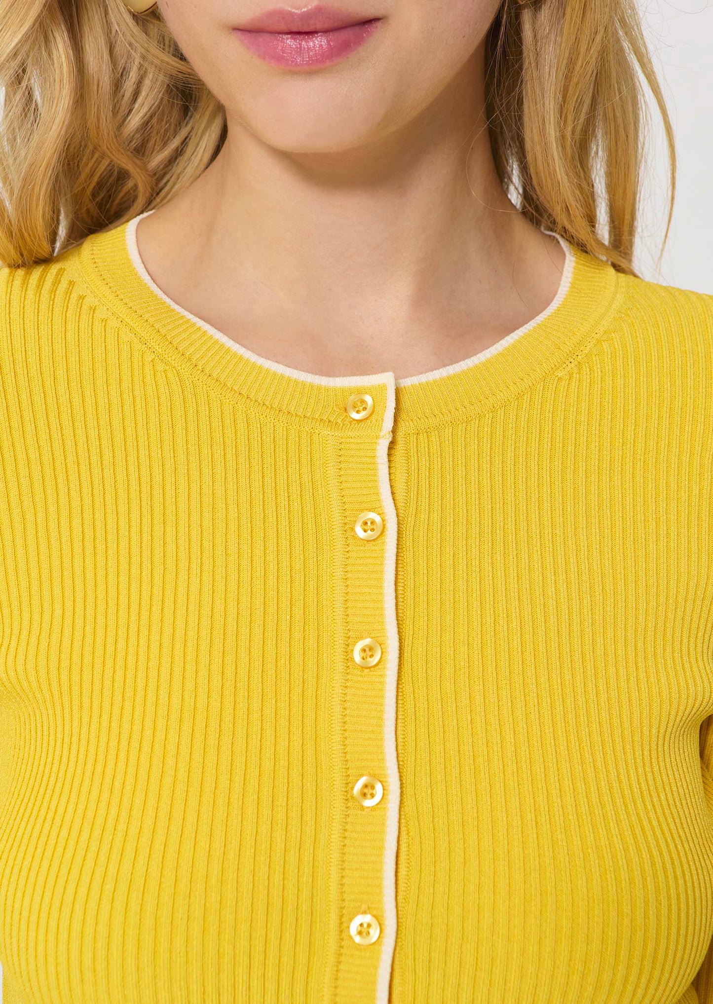 vest in yellow ribbed knit
