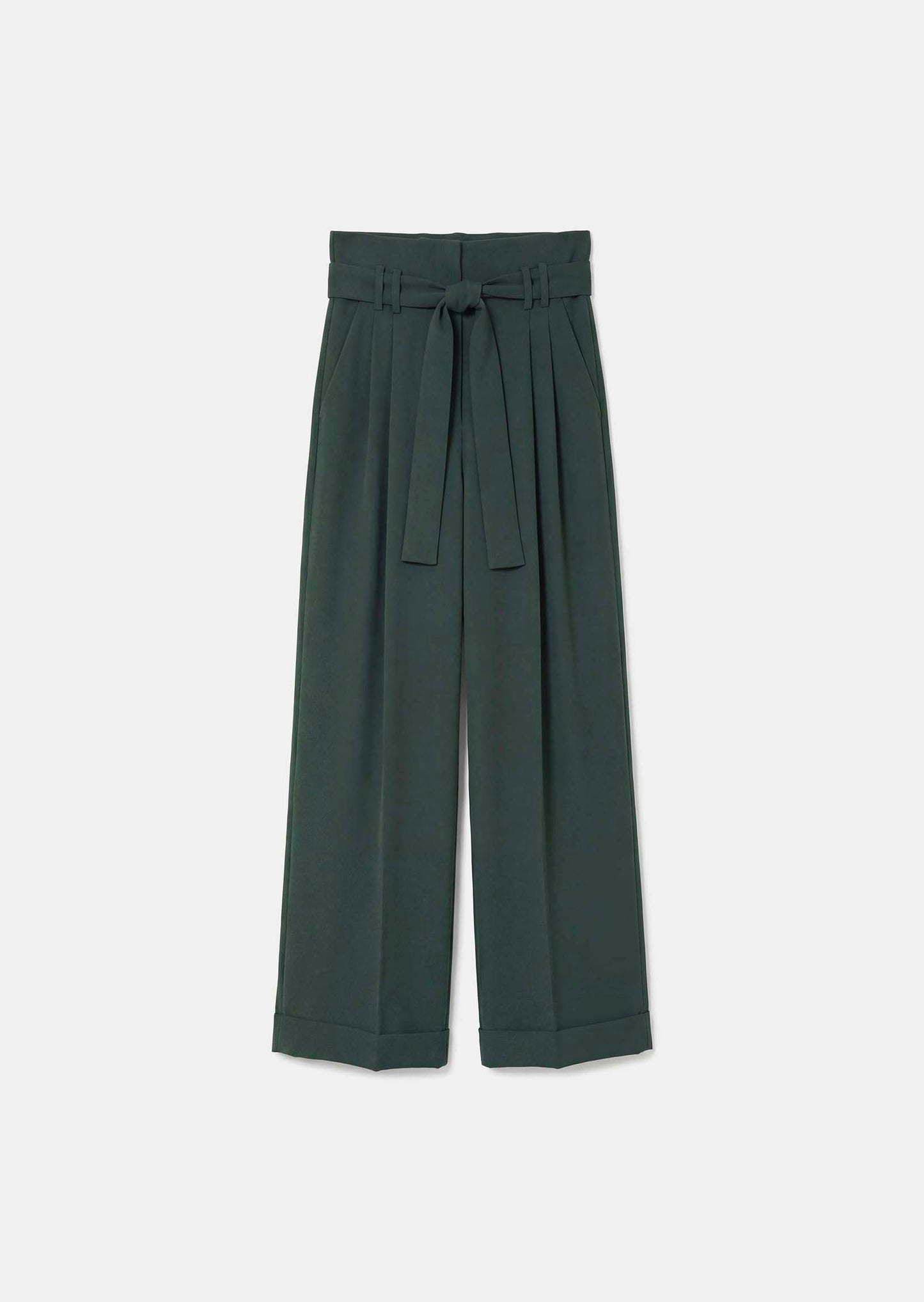 trousers in green in fluid crepe