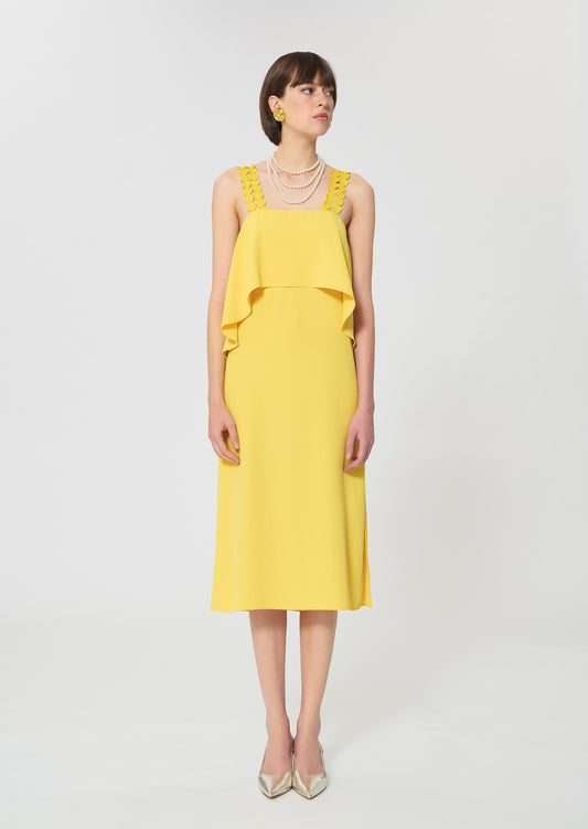 dress in yellow fluid crepe