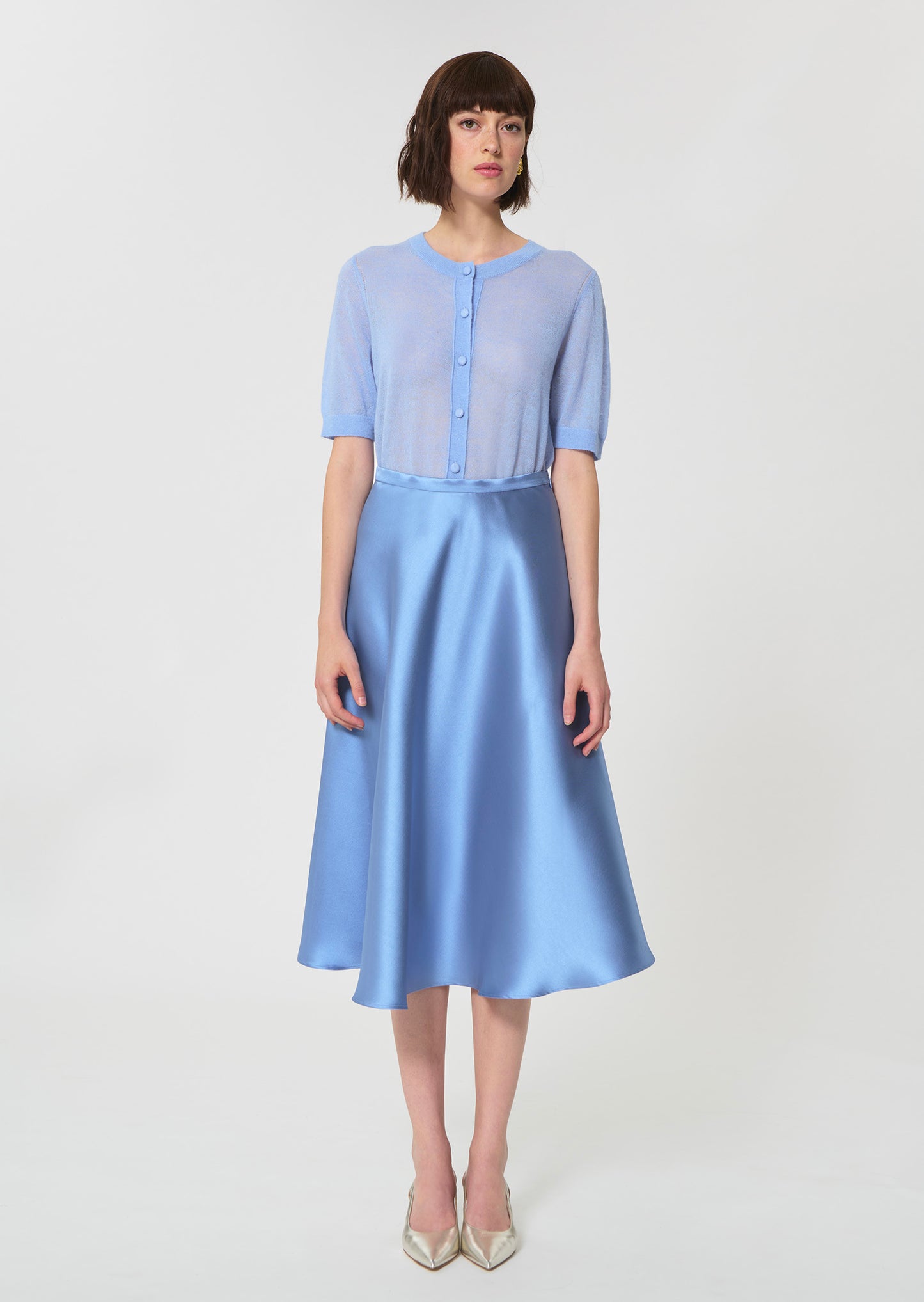 skirt in sky blue duchess satin