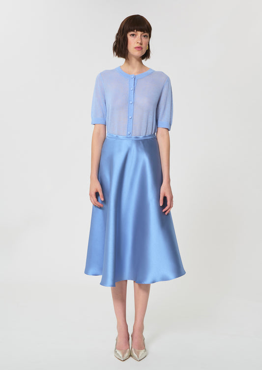 skirt in sky blue duchess satin