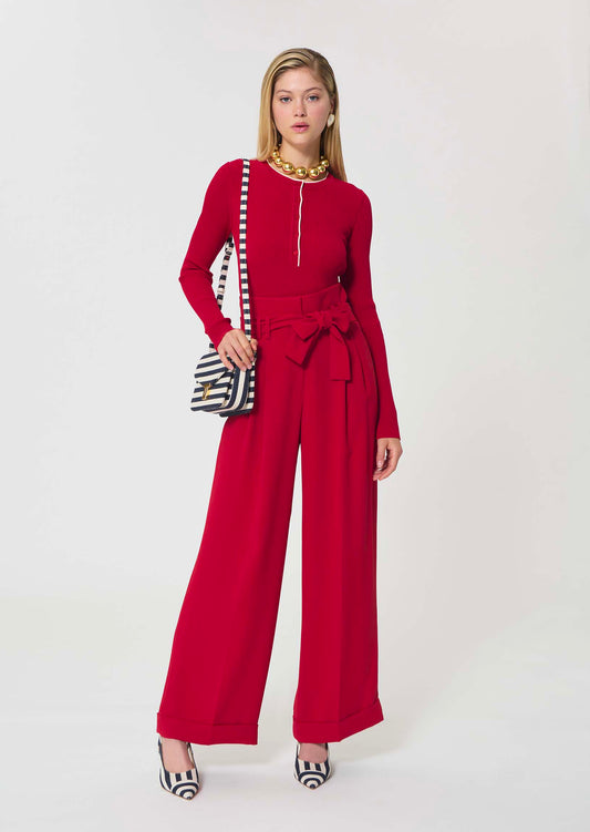 trousers in yellow in fluid crepe