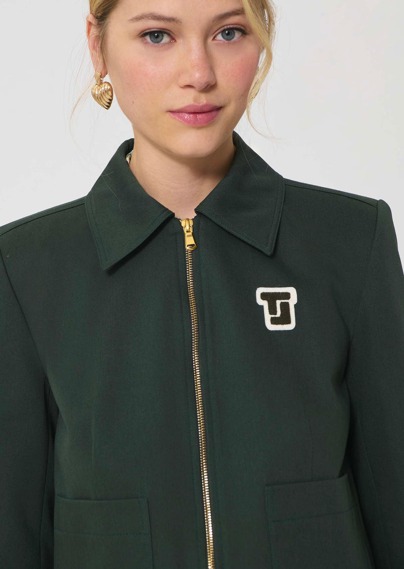 jacket in dark green cotton gabardine