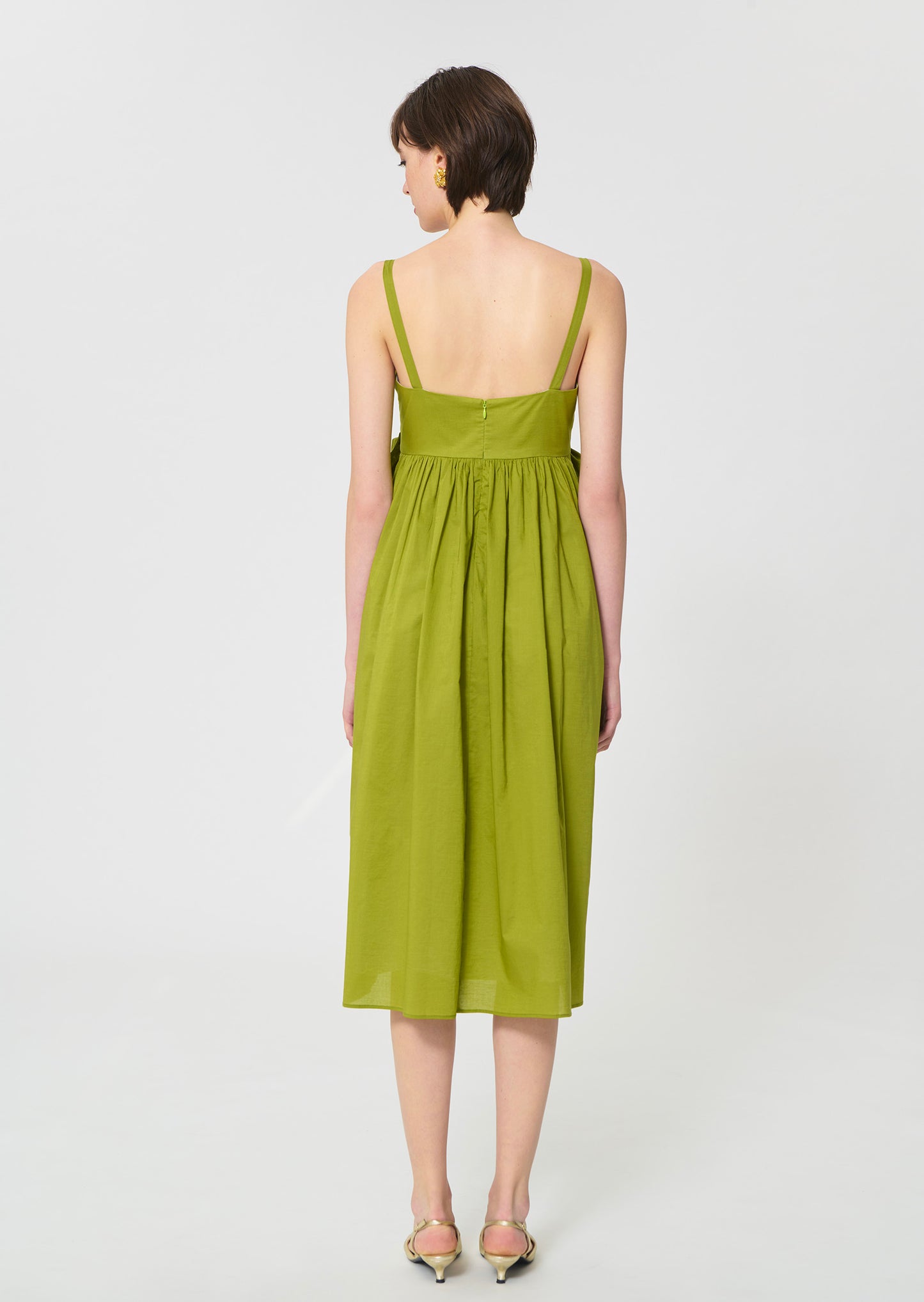dress in green cotton veil