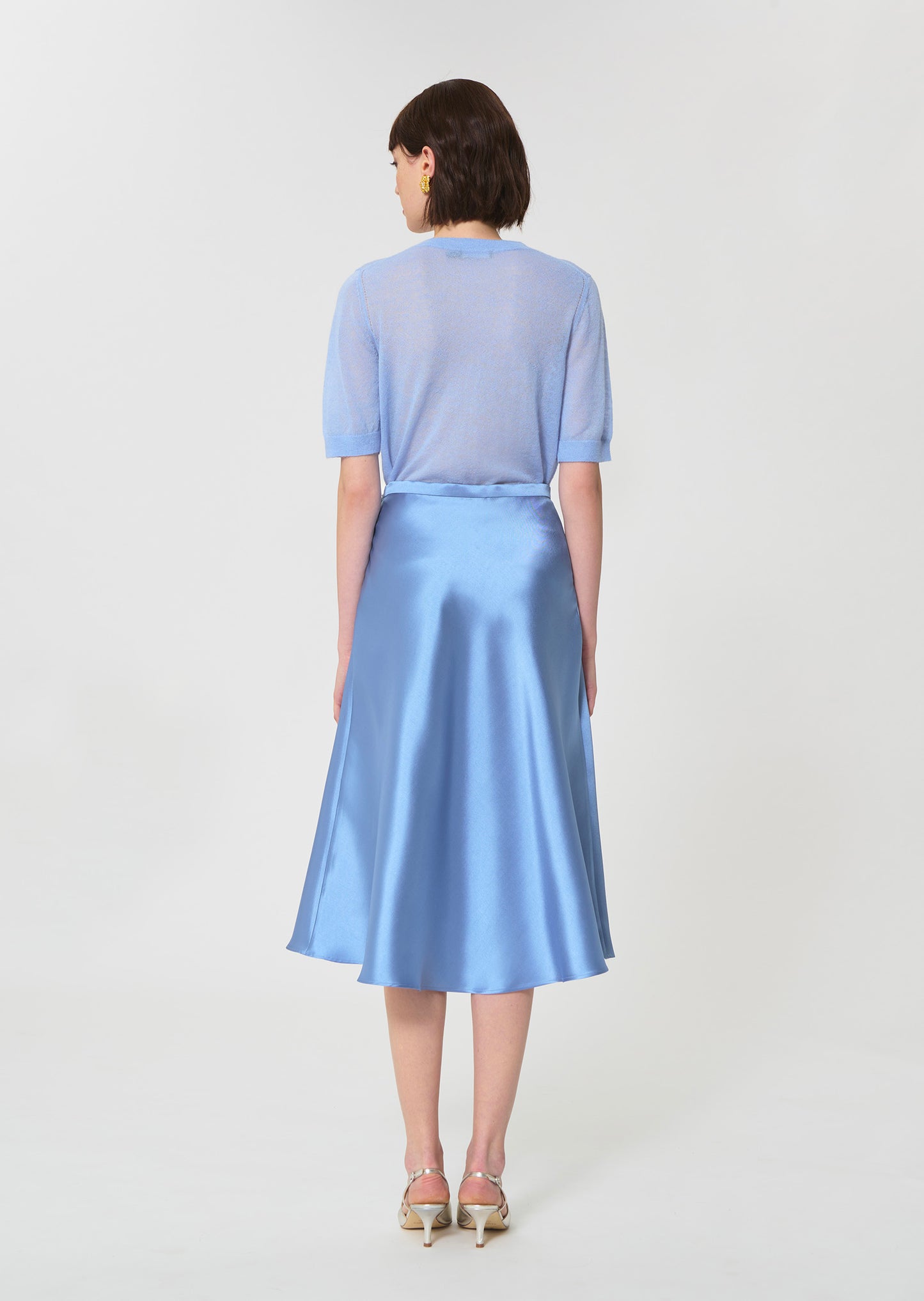 skirt in sky blue duchess satin