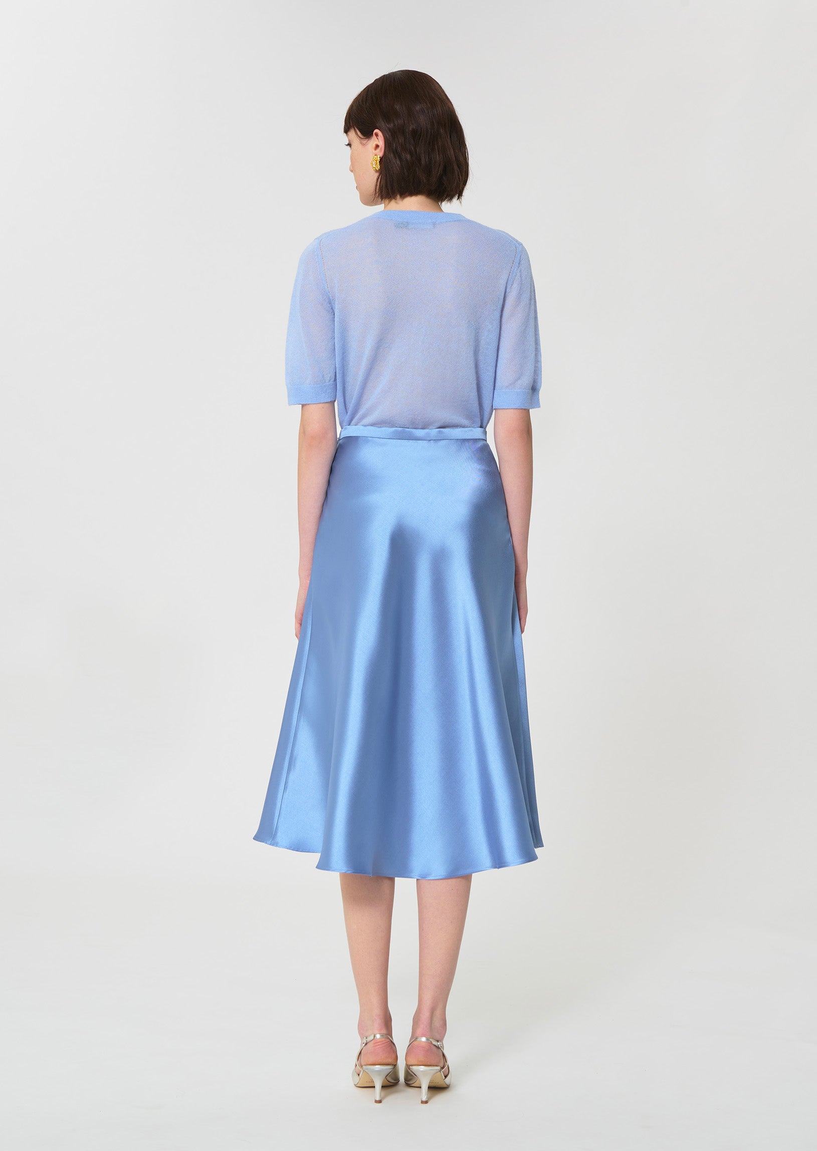 skirt in sky blue duchess satin