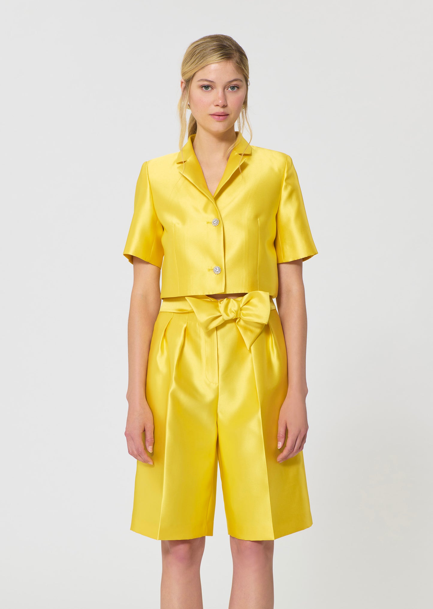 jacket in yellow duchess satin