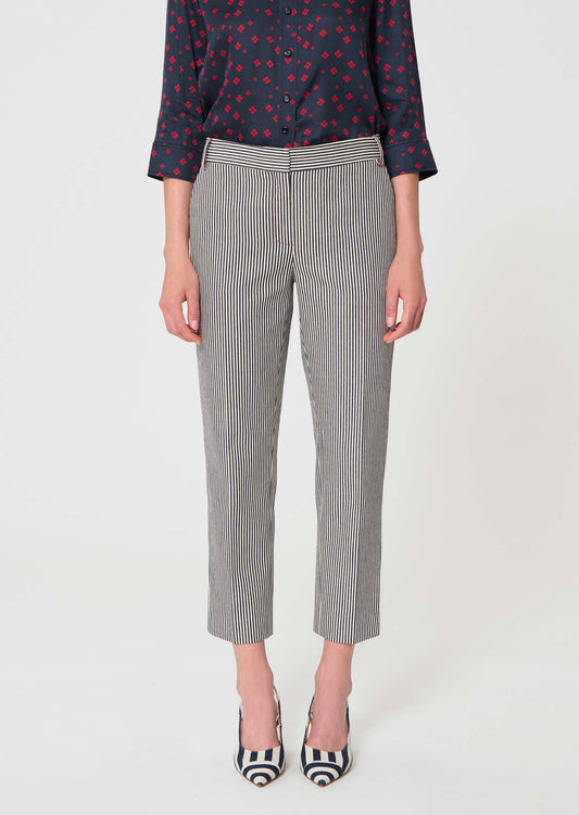 trousers in ecru with cotton stripes