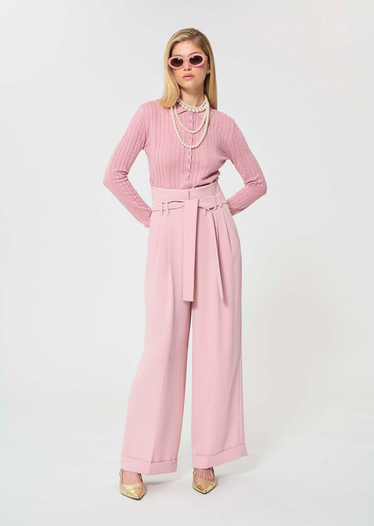 trousers in yellow in fluid crepe