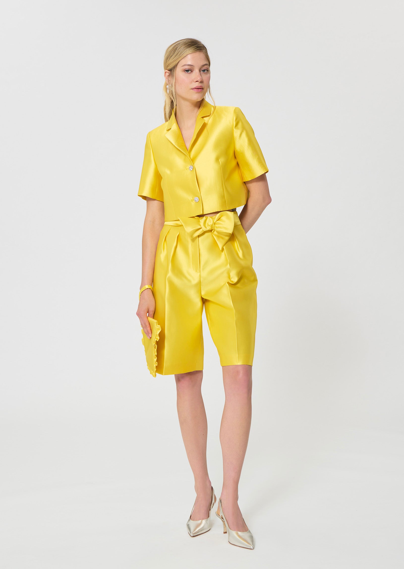 jacket in yellow duchess satin