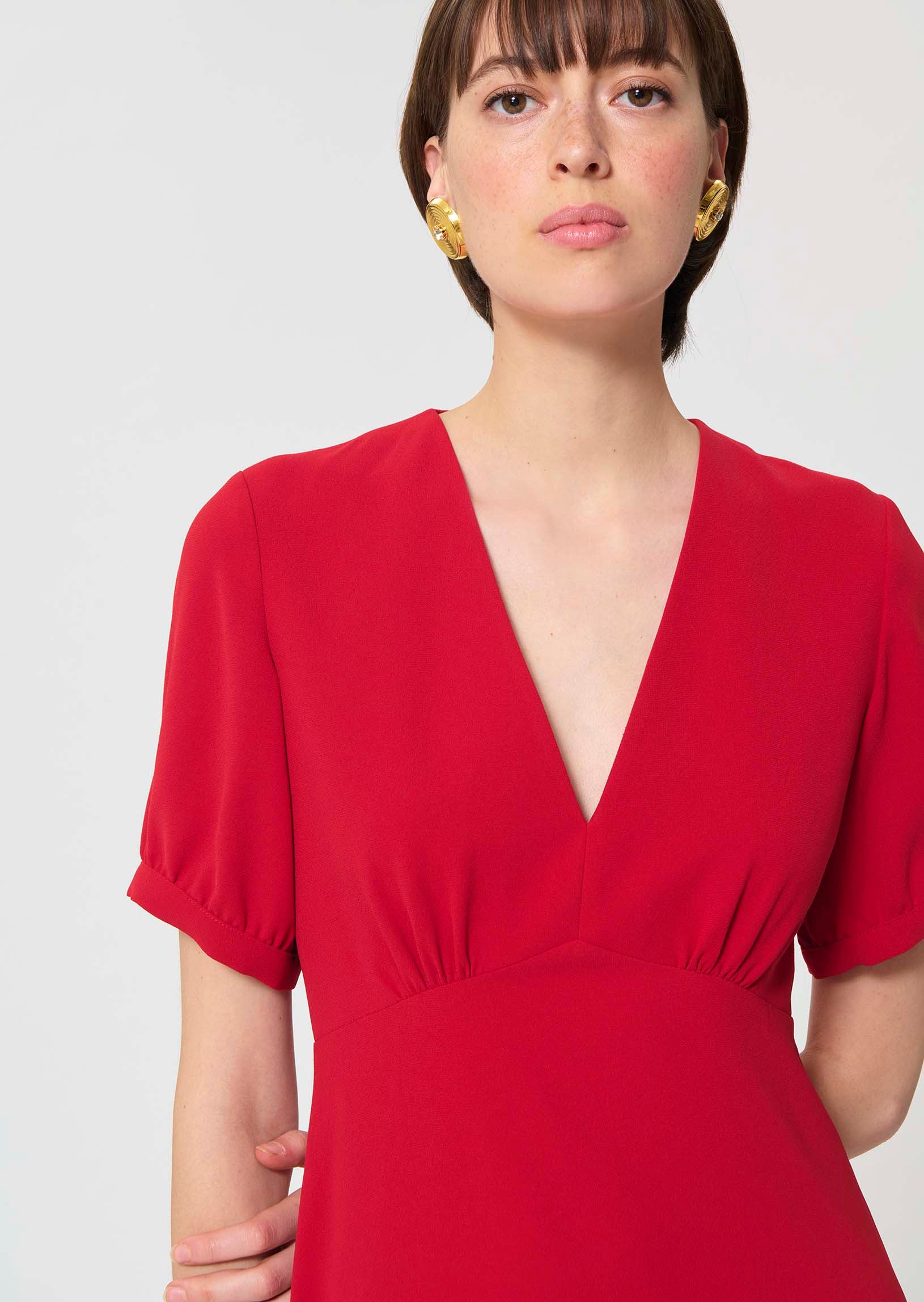 dress in midnight blue fluid crepe