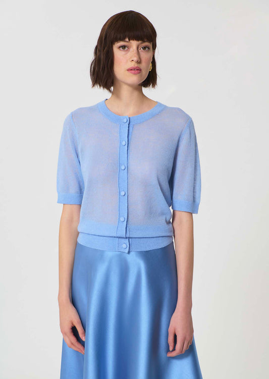 vest in blue extra fine mohair