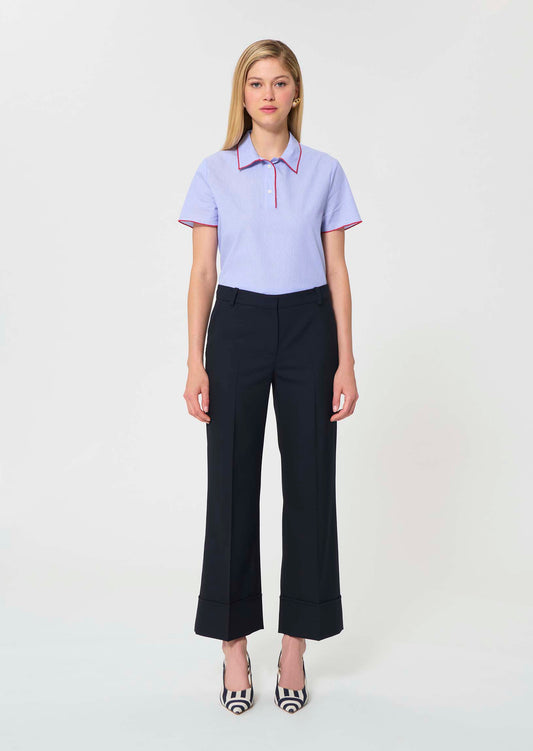 trousers in navy powder grain canvas