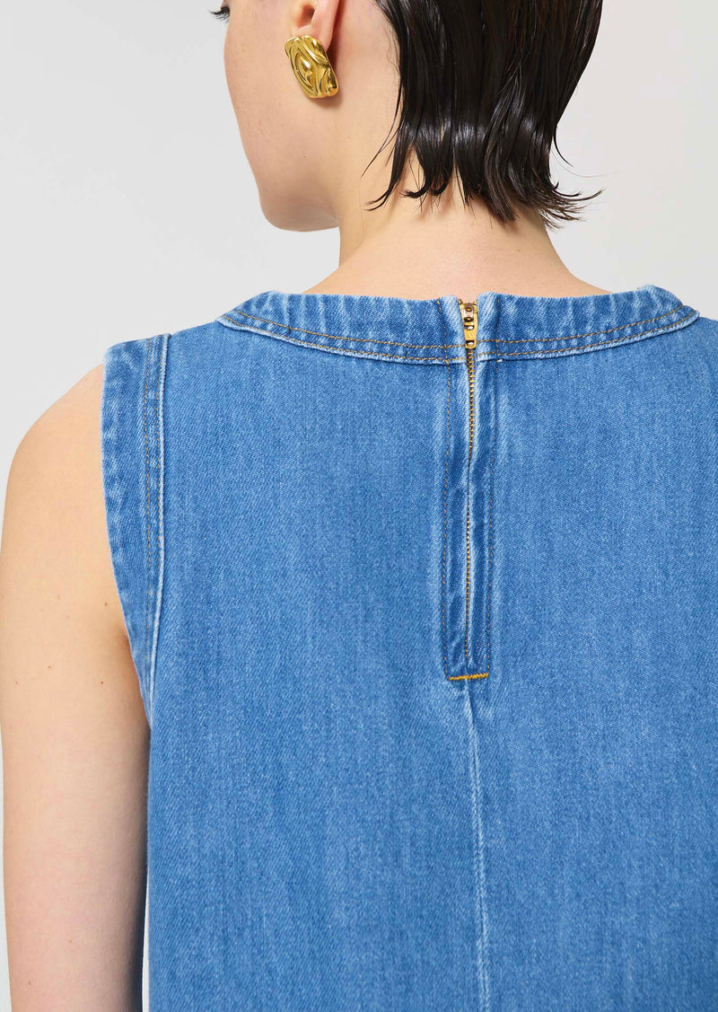 top in blue denim