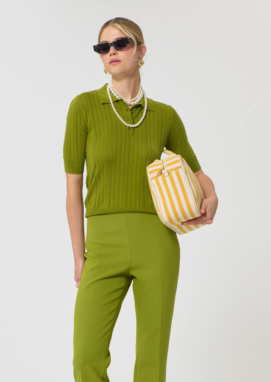 sweater in green silky cotton