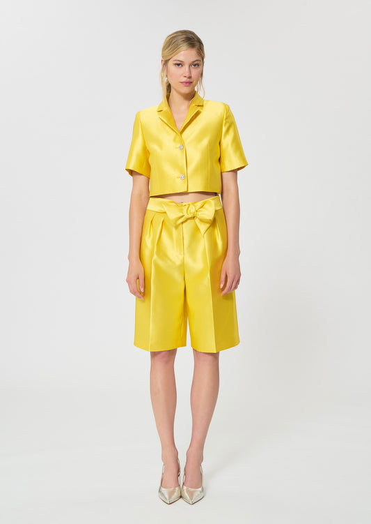 shorts in yellow duchess satin